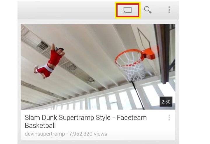 Cast icon on YouTube.